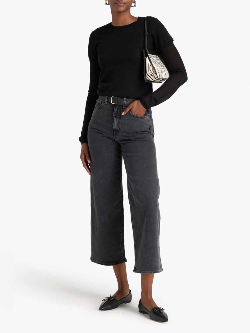 BNWT Toteme High-Rise Wide-Leg Crop Jeans - Washed Grey